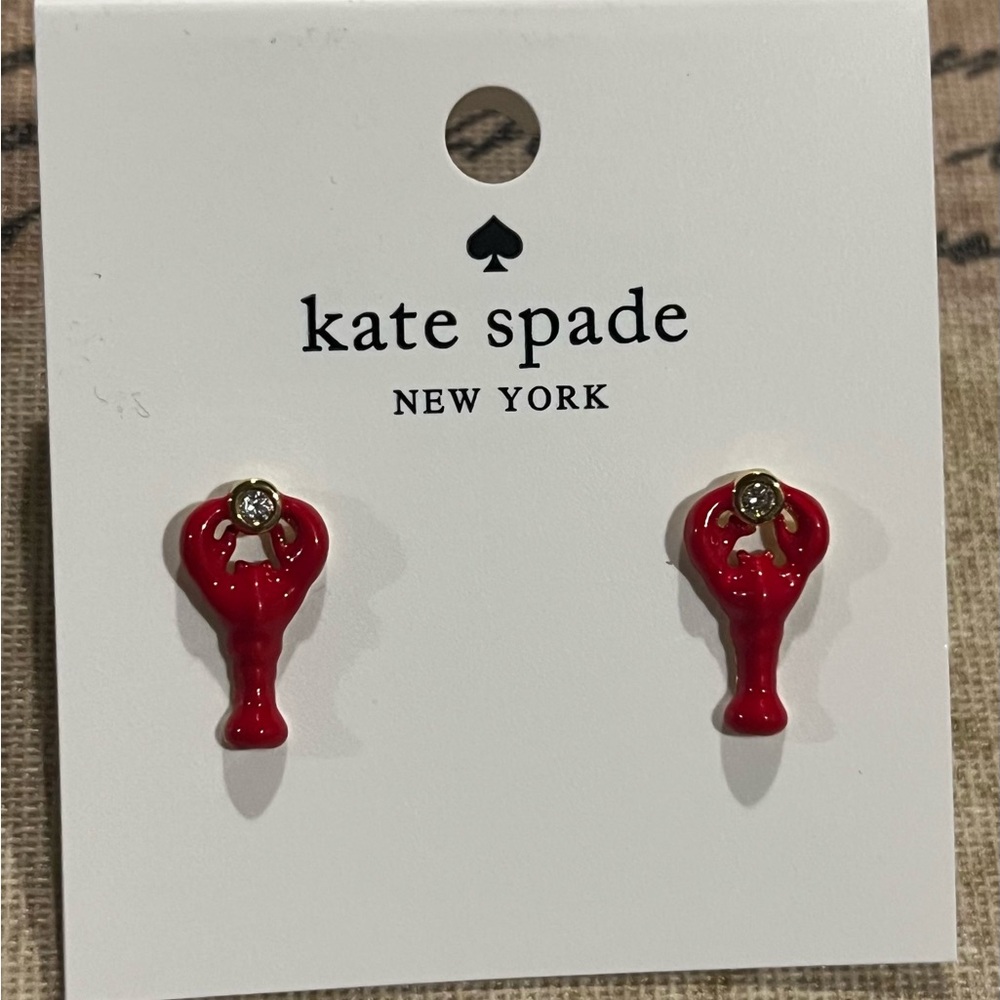 Kate Spade Red Lobster Stud Earrings New
